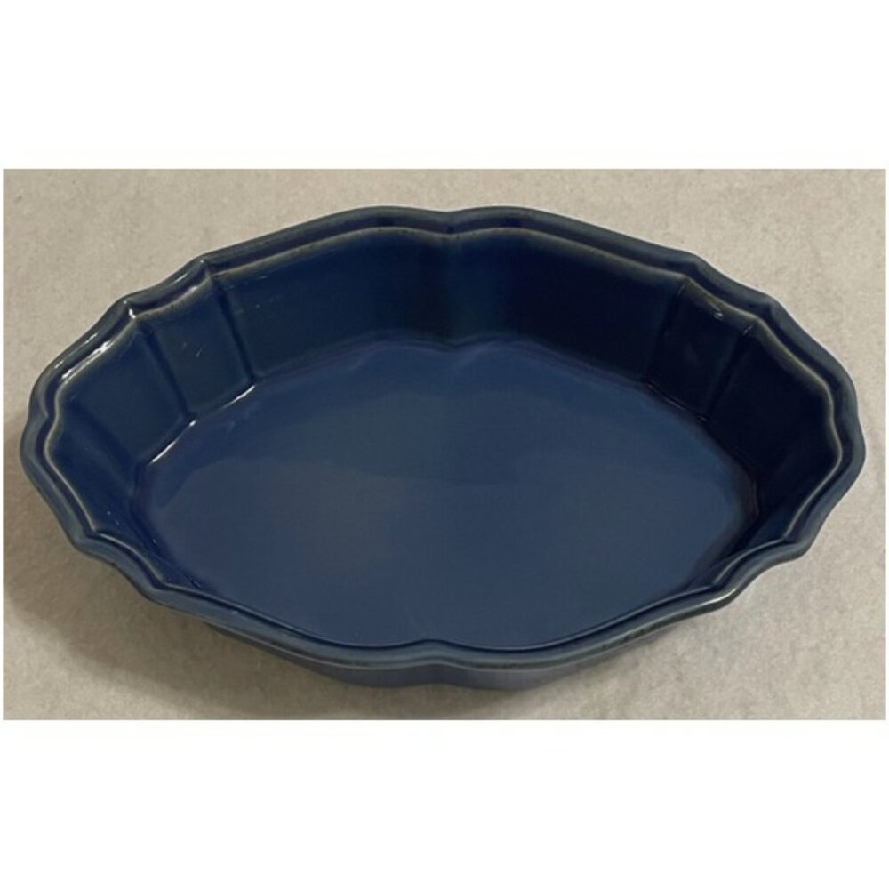 Blue Scalloped Oval Casserole Stoneware by Grestel Bakeware Made in Portugal